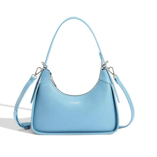 Light Blue Women's Shoulder Bag, Soft Faux Leather Hobo Style, Zipper Closure, Versatile Fashion Handbag