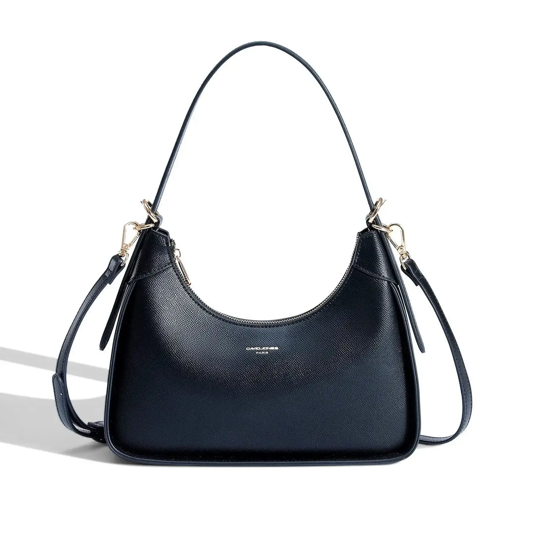 Women's Shoulder Bag in Black Faux Leather, Fashionable Hobos Style with Two Straps