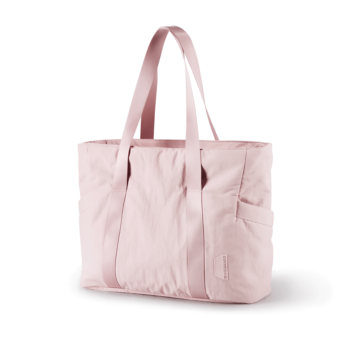 Light Pink Large Capacity Tote Bag for Women, Chic and Practical Polyester Design for Everyday Use.