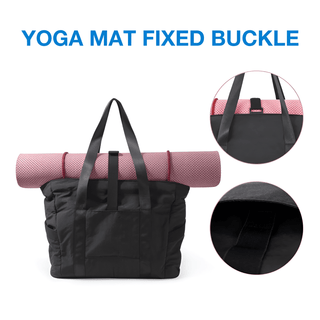 Yoga mat bag with fixed buckle, black color, designed for carrying yoga mats with convenience and style.