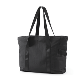 Chic black large capacity tote bag made of high-quality polyester, perfect for daily essentials.
