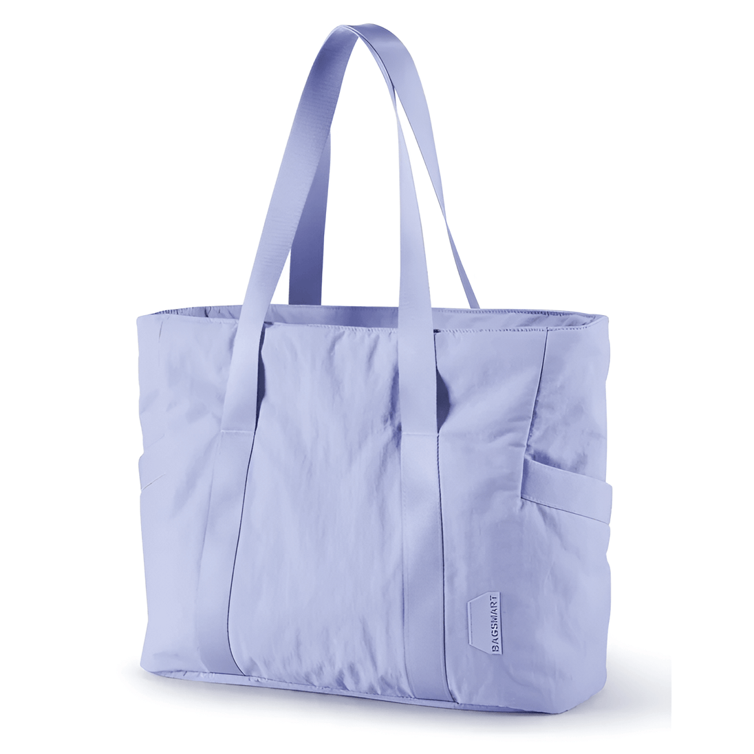 Chic light purple shoulder tote bag with large capacity, crafted from durable polyester for stylish everyday use.