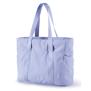 Chic light purple shoulder tote bag with large capacity, crafted from durable polyester for stylish everyday use.