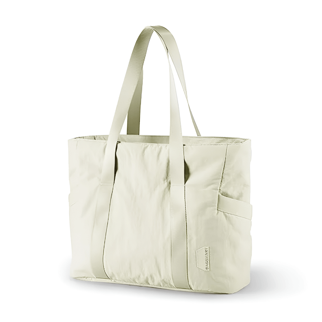 Large capacity tote bag in light pink, functional and stylish for everyday use, made from high-quality polyester.