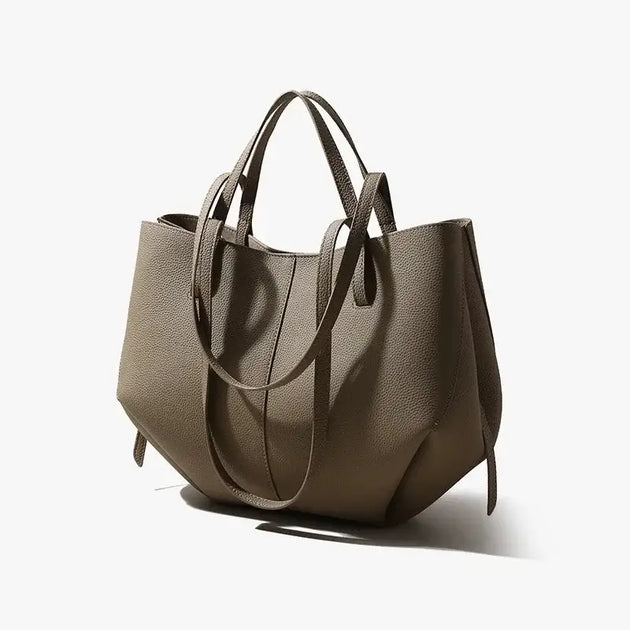 Tote Bag Leather, taupe color, spacious genuine leather design suitable for daily use and fashion-forward styling.