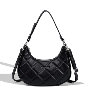 Black shoulder bag with quilted design, perfect for women's versatile fashion.