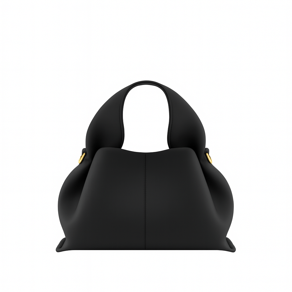 Hobo shoulder bag in black charol material with a modern design and relaxed silhouette.