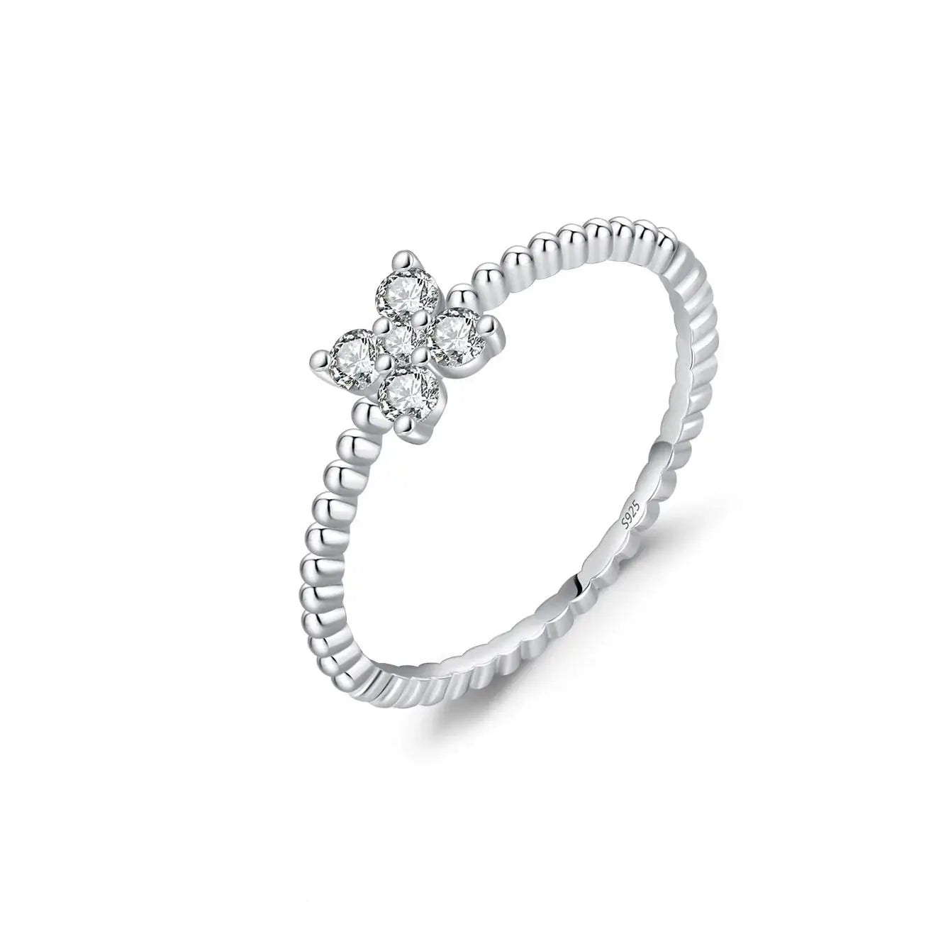Geometric Cocktail Ring 925 Sterling Silver with moissanite stones in a prong setting for brilliant sparkle.