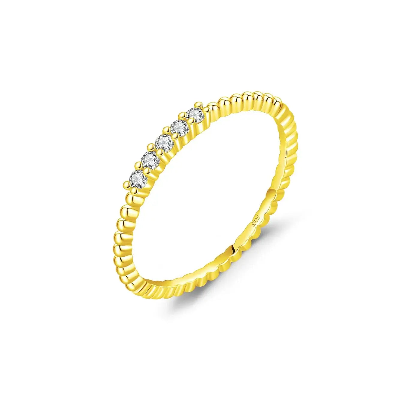 Geometric Cocktail Ring 925 Sterling Silver featuring moissanite stones, stylish design in yellow gold appearance.