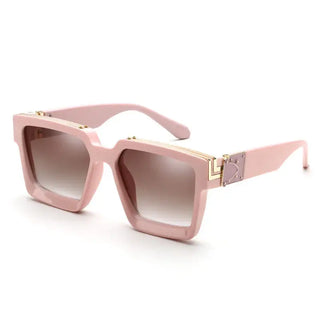 Pink Square Sunglasses with Gold Detail, Fashion Eyewear for Unisex, Trendy Outdoor Accessory