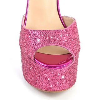 Women's High Heel Sandals with pink sequined detail and stiletto heel, perfect for evening events.