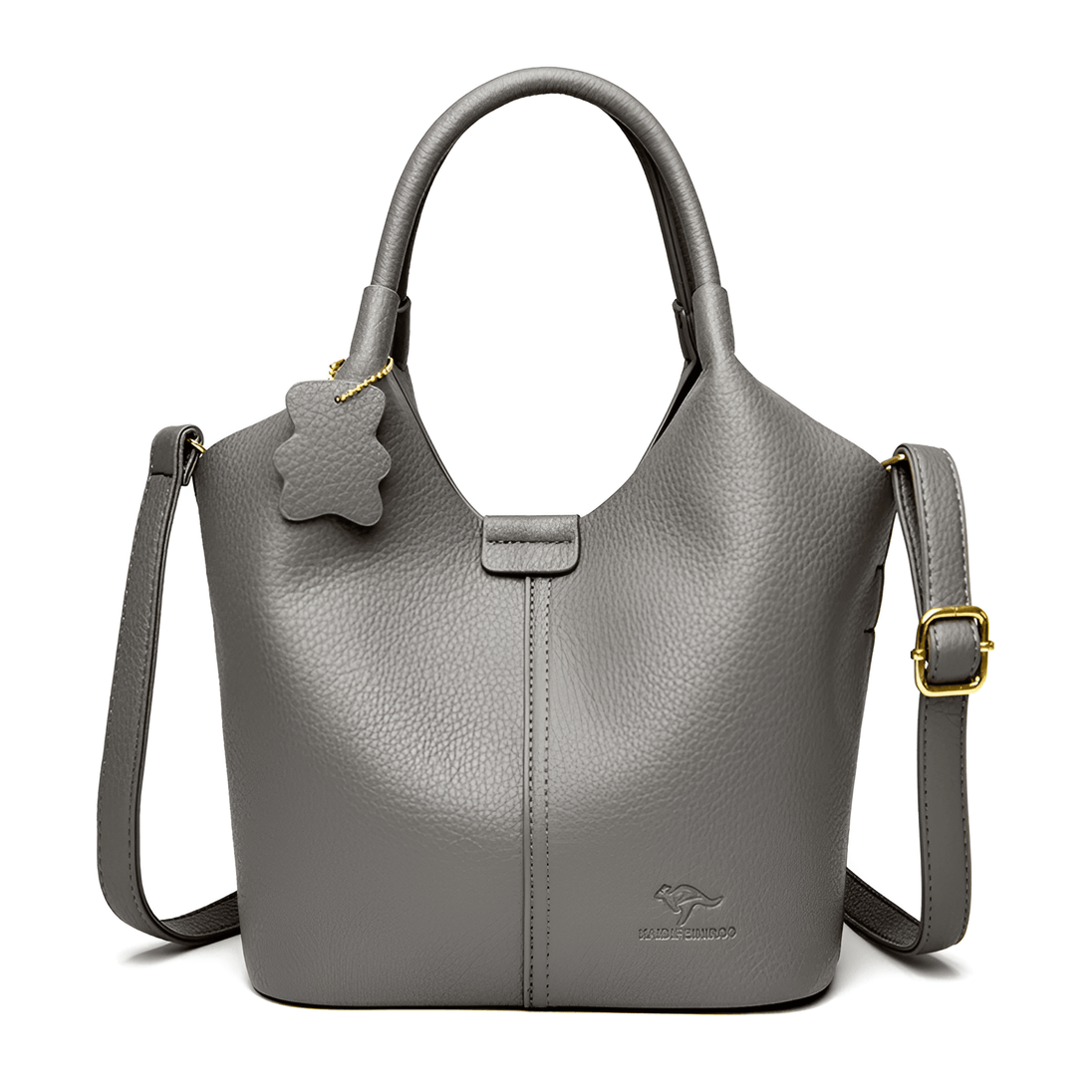 Shoulder Bag - Vintage Soft Leather, grey casual tote handbag for women, stylish and versatile design.