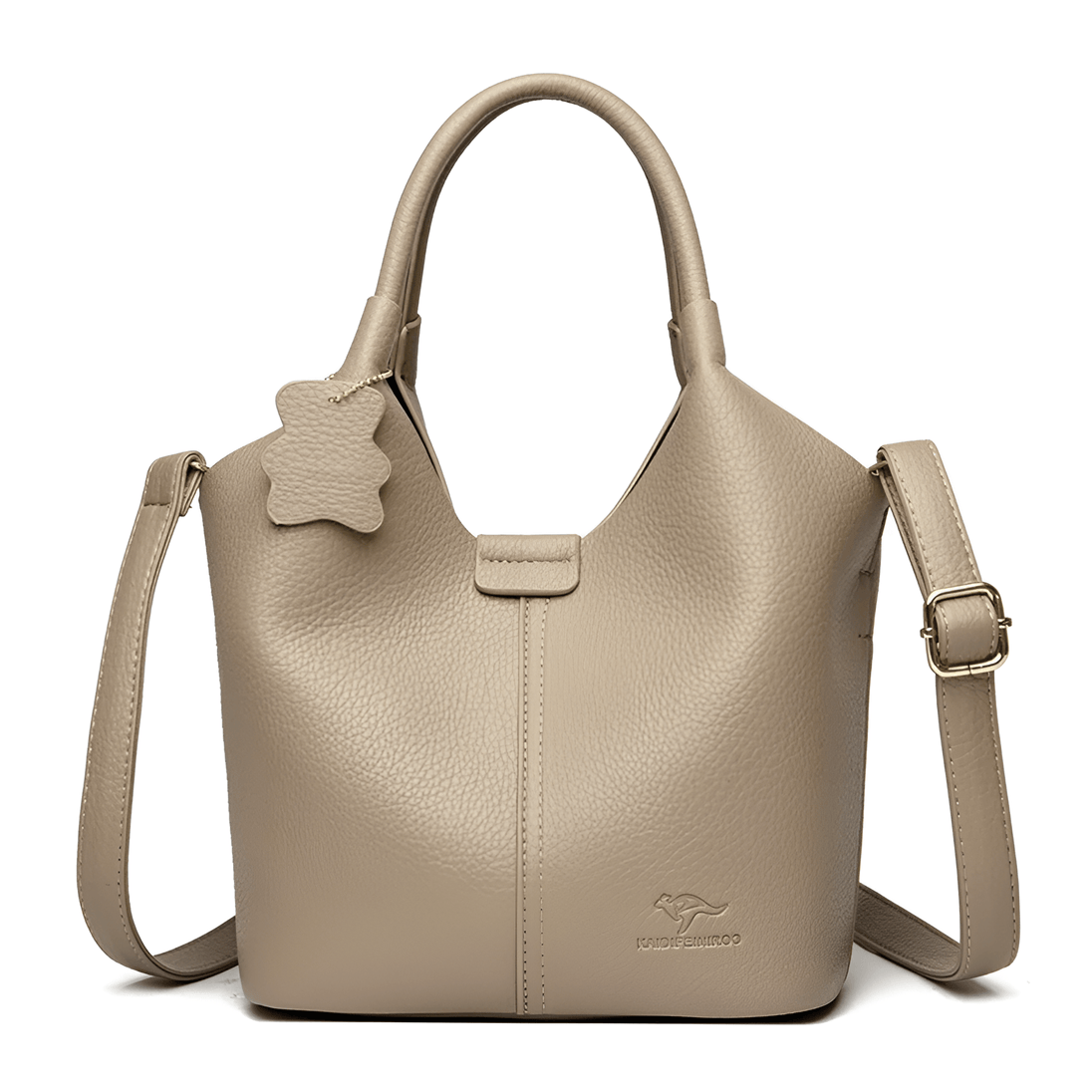 Shoulder bag in beige, vintage soft leather, stylish and practical for women, perfect for casual and work use.