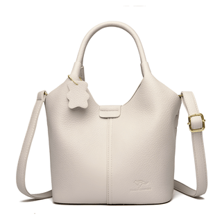 Classic tote shoulder bag in soft cream leather, perfect for casual and everyday use.
