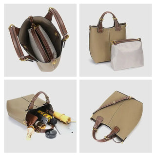 Shoulder Bag Leather - Solid premium quality bucket bag in beige, showcasing spacious interior and versatile design.