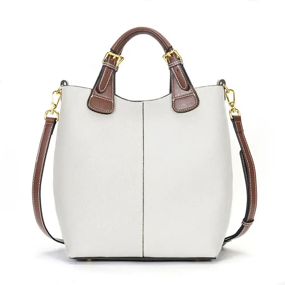 Shoulder Bag Leather - Solid Premium Quality in grey and brown with vintage design and versatile functionality.