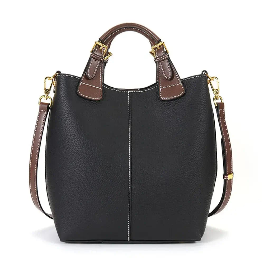 Shoulder Bag Leather - Black, Premium Quality Bucket Bag for Women with Comfortable Design and Secure Closure.