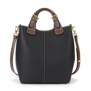 Shoulder Bag Leather - Black, Premium Quality Bucket Bag for Women with Comfortable Design and Secure Closure.