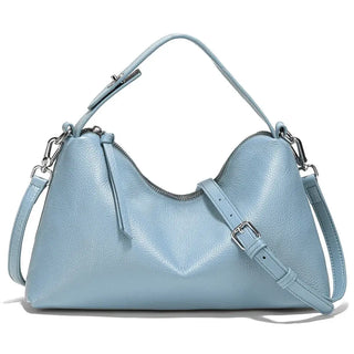 Light Blue Shoulder Bag Leather - Chic, practical hobo design for stylish women.