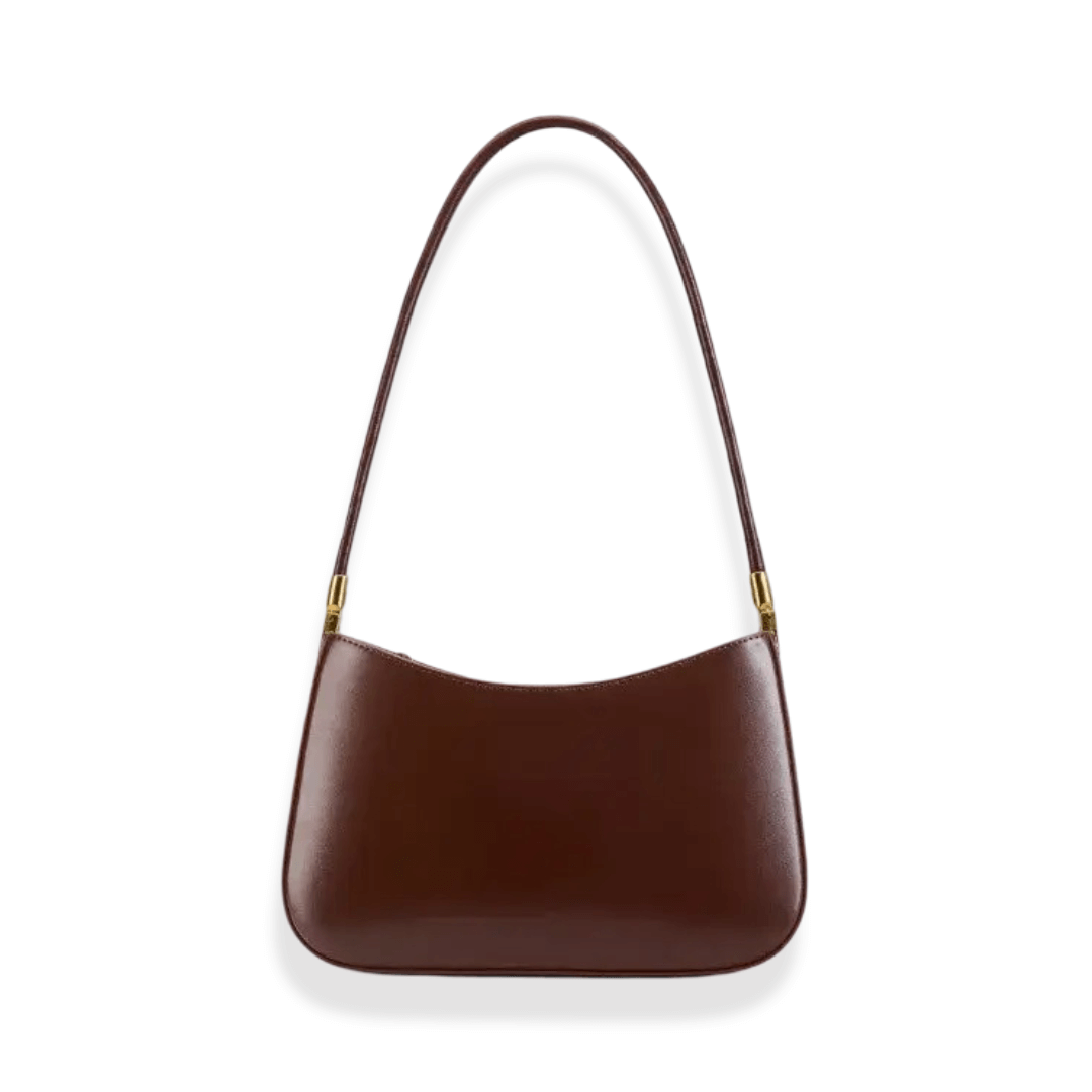 Shoulder bag genuine leather in brown color, chic and compact design for modern fashionistas.