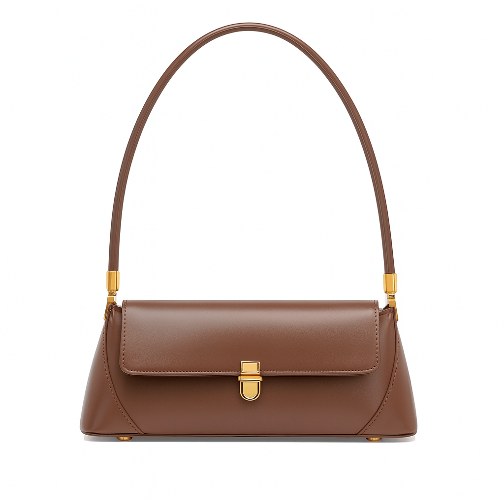 Shoulder bag leather brown, elegant structured design, versatile accessory for modern women