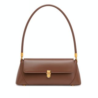 Shoulder bag leather brown, elegant structured design, versatile accessory for modern women