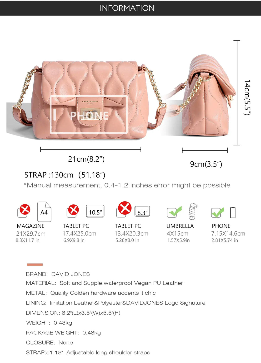 Women's pink quilted shoulder bag with chain strap and turn-lock closure, fashionable and versatile