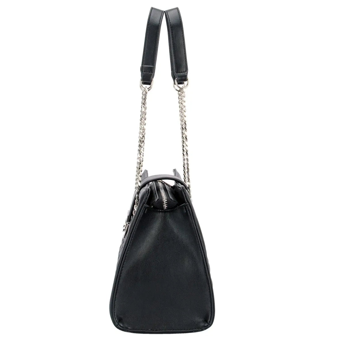 Black Women's Quilted Shoulder Bag with Chain, soft PU material, perfect for casual outings and parties.