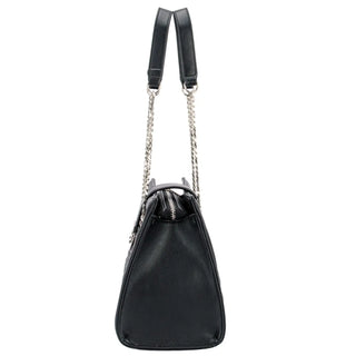Black Women's Quilted Shoulder Bag with Chain, soft PU material, perfect for casual outings and parties.