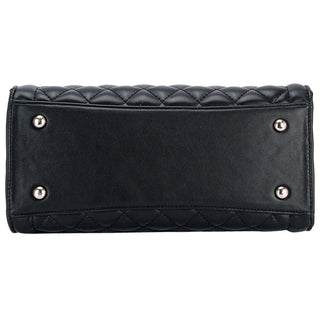 Black quilted shoulder bag with chain, soft PU material, stylish casual design, perfect for parties.