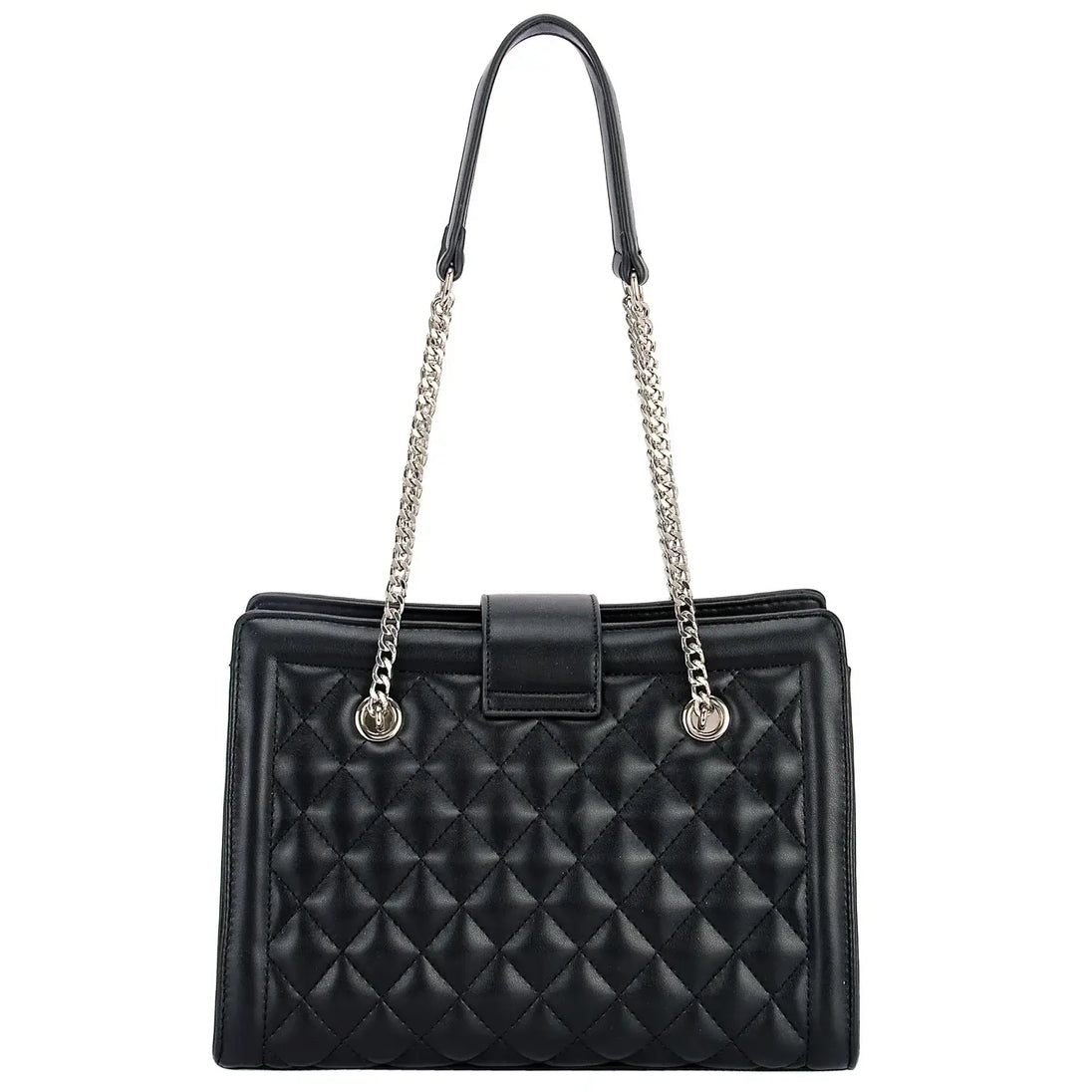 Women's black shoulder bag with chain, elegant casual style, perfect for parties.