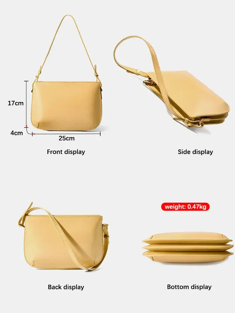Yellow leather shoulder bag, stylish and versatile design with elegant ruched texture and spacious compartments.