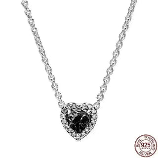 Heart-shaped necklace in 925 sterling silver with sparkling zircon stone, perfect for elegant occasions or daily wear.