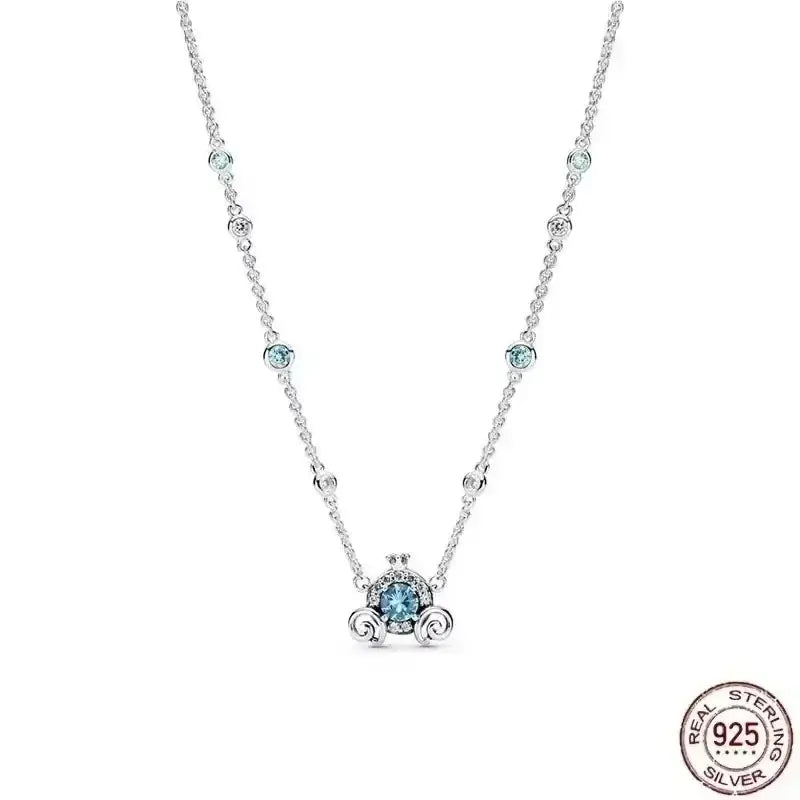 Heart-Shaped Necklace in 925 sterling silver with sparkling zircon accents, elegant jewelry perfect for any occasion.