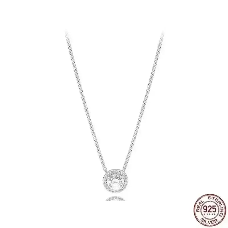 Heart-Shaped Necklace featuring a 925 sterling silver chain and sparkling zircon stone