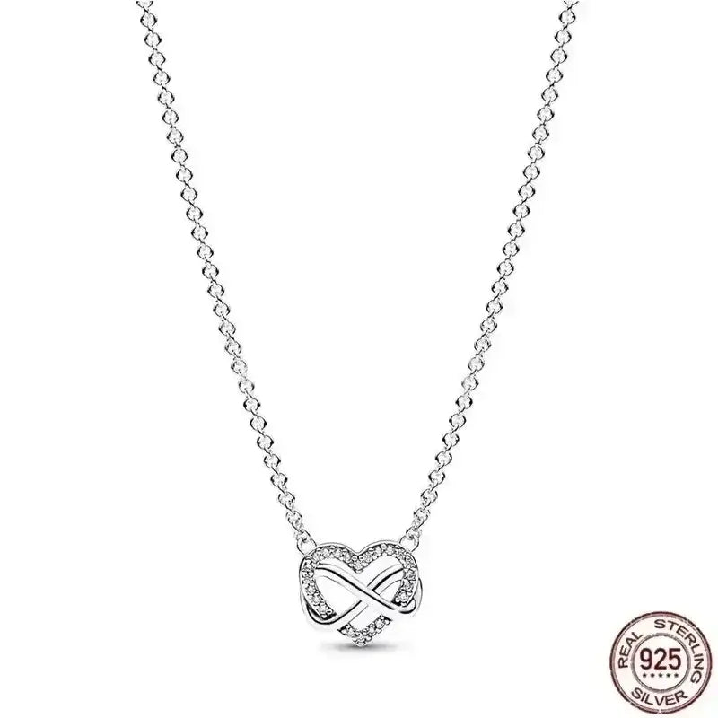 Heart-Shaped Necklace with sparkling zircon on a 925 sterling silver chain, perfect for elegant gifting.