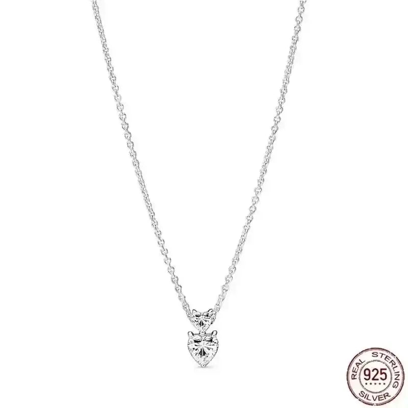 Heart-Shaped Necklace with a sparkling zircon stone on a 925 sterling silver chain.