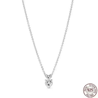 Heart-Shaped Necklace with a sparkling zircon stone on a 925 sterling silver chain.