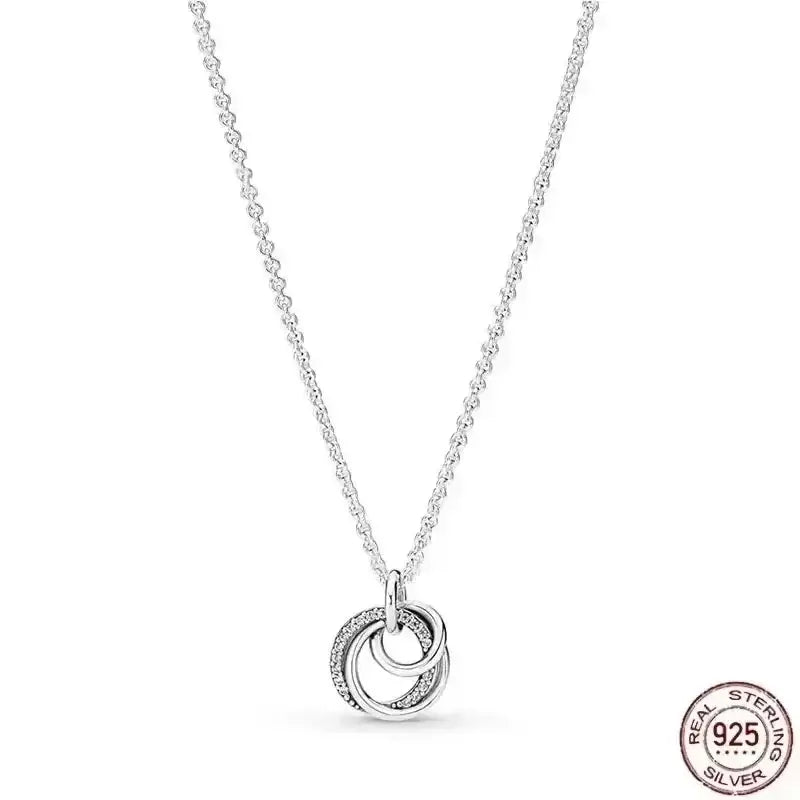 Heart-Shaped Necklace featuring a 925 sterling silver chain and sparkling zircon stone for timeless elegance.