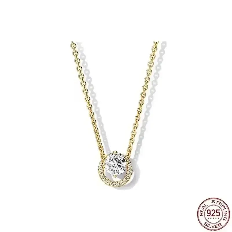 Heart-Shaped Necklace with zircon stone on a 925 sterling silver chain, perfect for elegant gifting.