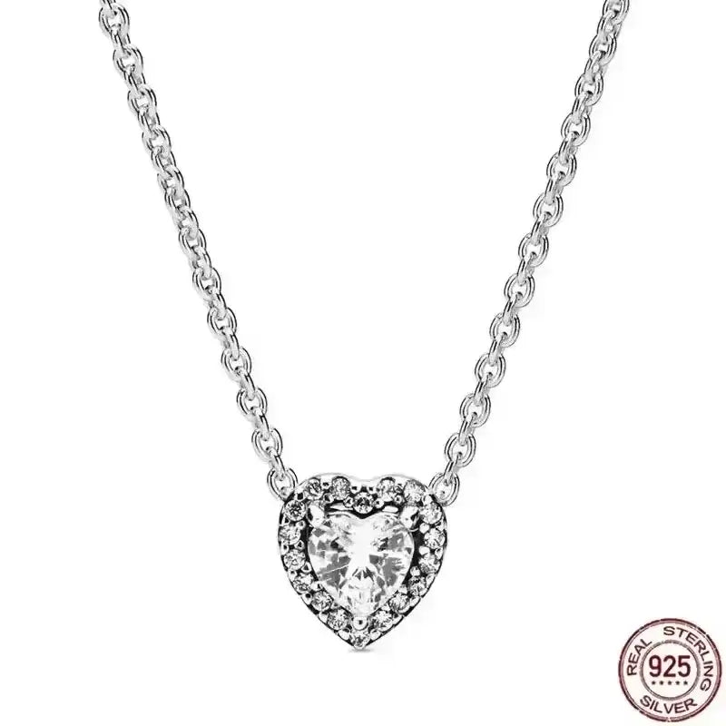 Heart-Shaped Necklace with a sparkling zircon stone on a 925 sterling silver chain.
