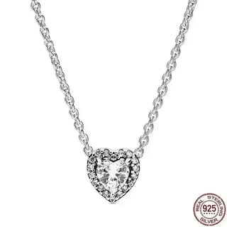 Heart-Shaped Necklace with a sparkling zircon stone on a 925 sterling silver chain.