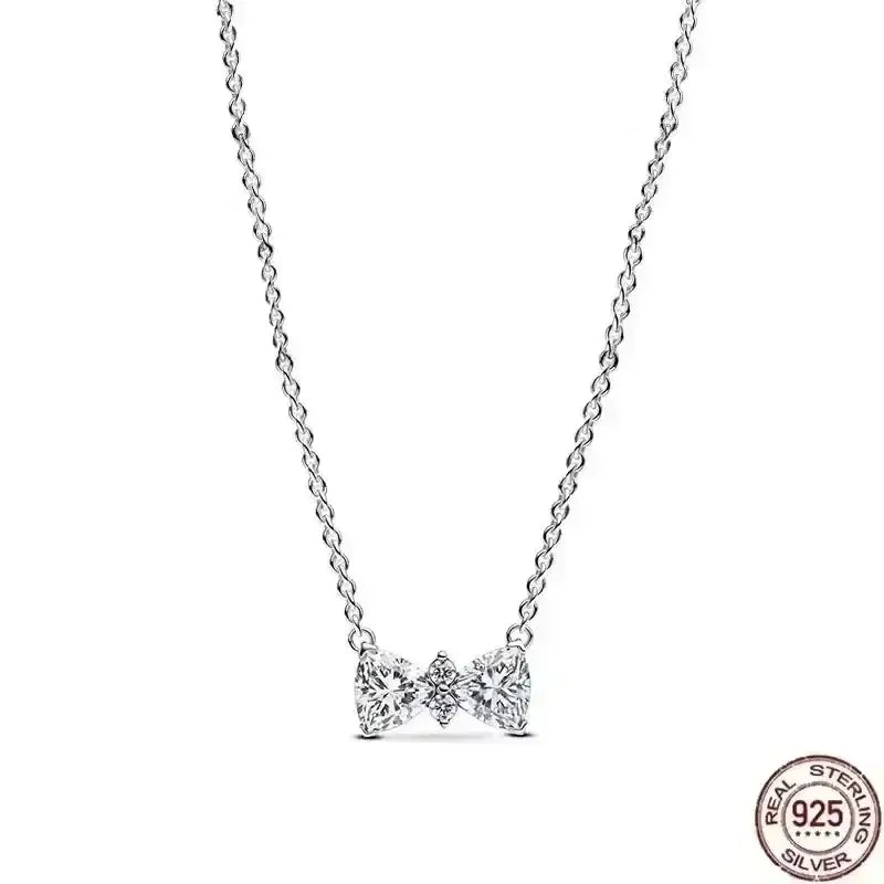 Heart-Shaped Necklace with sparkling zircon on a 925 sterling silver chain. Classic elegance for any occasion.