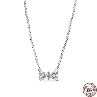 Heart-Shaped Necklace with sparkling zircon on a 925 sterling silver chain. Classic elegance for any occasion.
