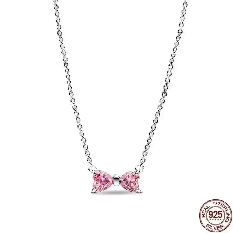 Heart-Shaped Necklace with sparkling zircon stones on a 925 sterling silver chain, perfect for elegant occasions.