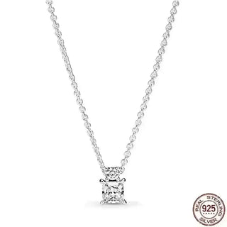 Heart-Shaped Necklace with sparkling zircon stone on 925 sterling silver chain, perfect for elegant occasions.