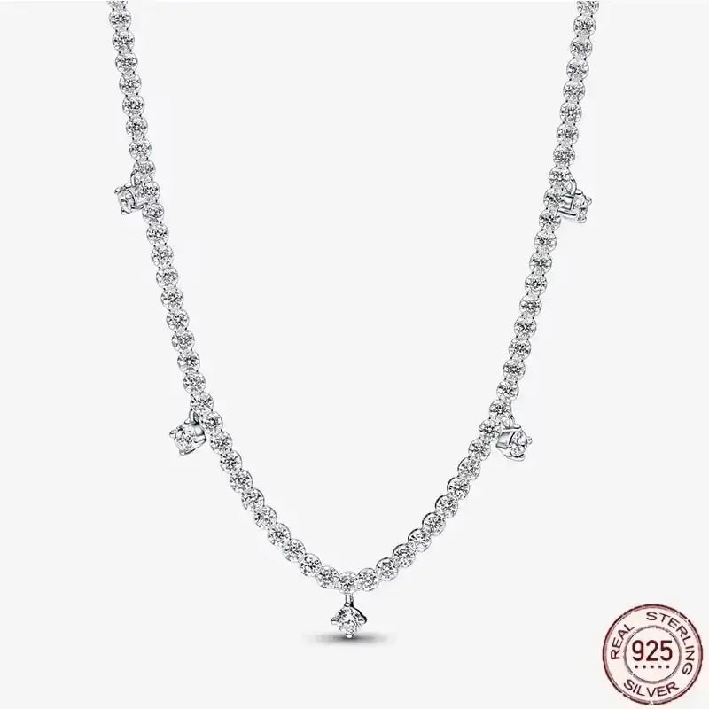 Heart-Shaped Necklace with 925 sterling silver chain and sparkling zircon accents, ideal for elegant gifting.