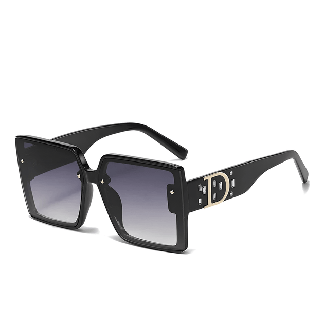 Women's black vintage-inspired sunglasses, UV400, optical frame, stylish eyewear for women.