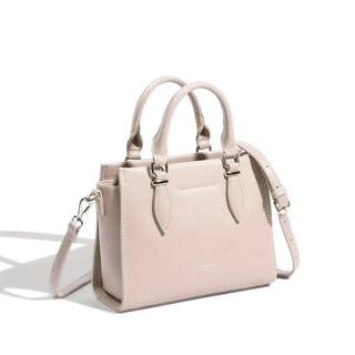 Women's Tote Bag in Apricot Leather with Zipper Closure and Adjustable Strap