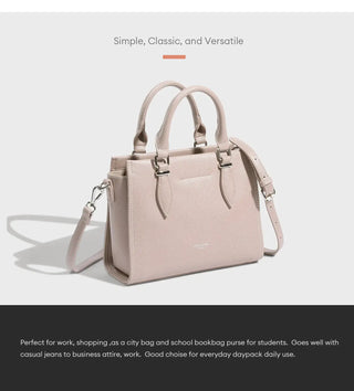 Women's structured tote bag in blush pink faux leather, perfect for daily use and versatile for various occasions.